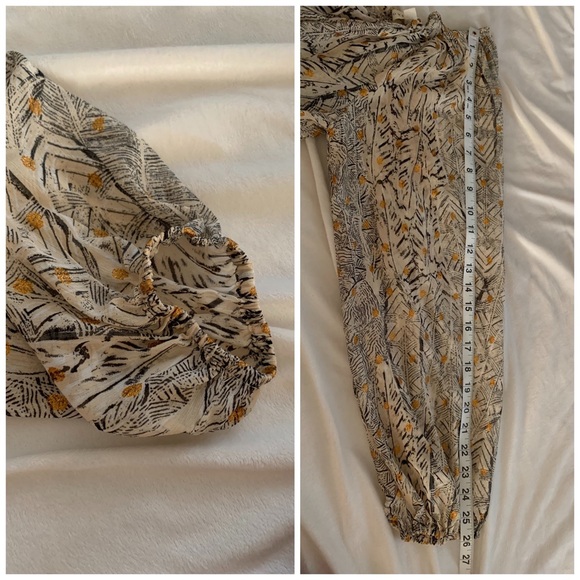 Lovestitch Foil Shirred Neck Blouse M/L - Picture 5 of 6